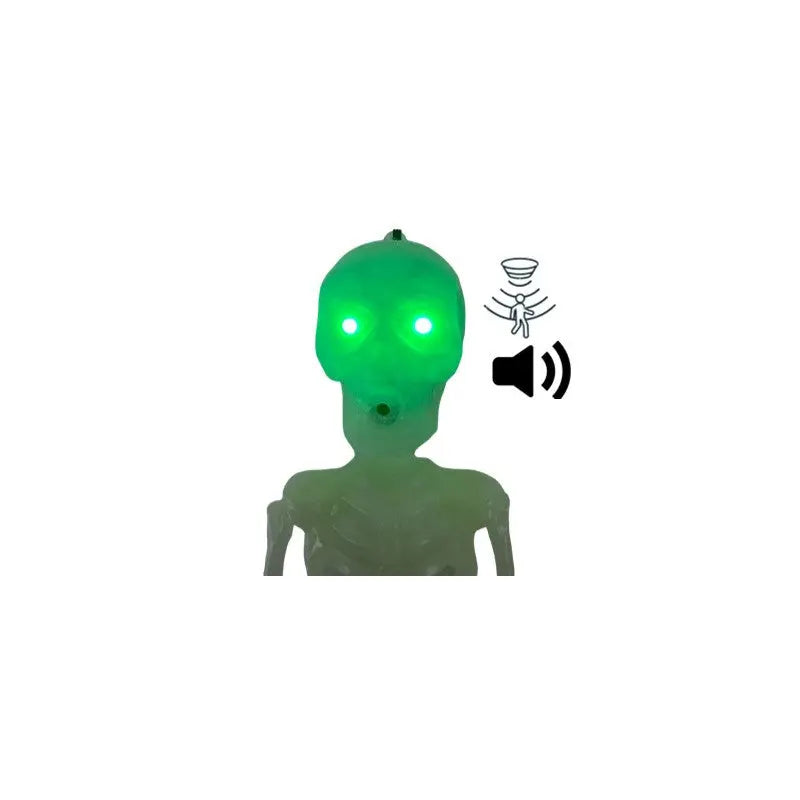 25 cm plastic skeleton luminescent with sound and LED lights. To hang. Cotillons D Alsace