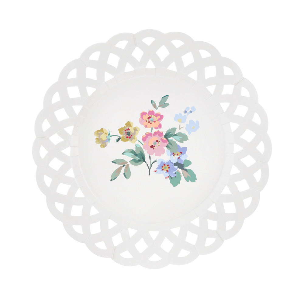 Basketweave floral side plates