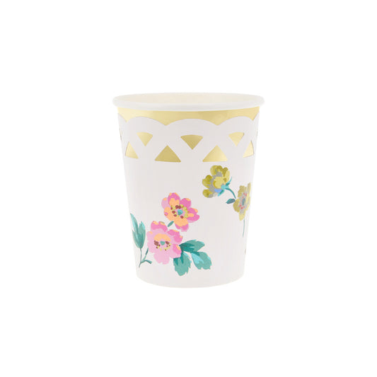 Basketweave floral cups