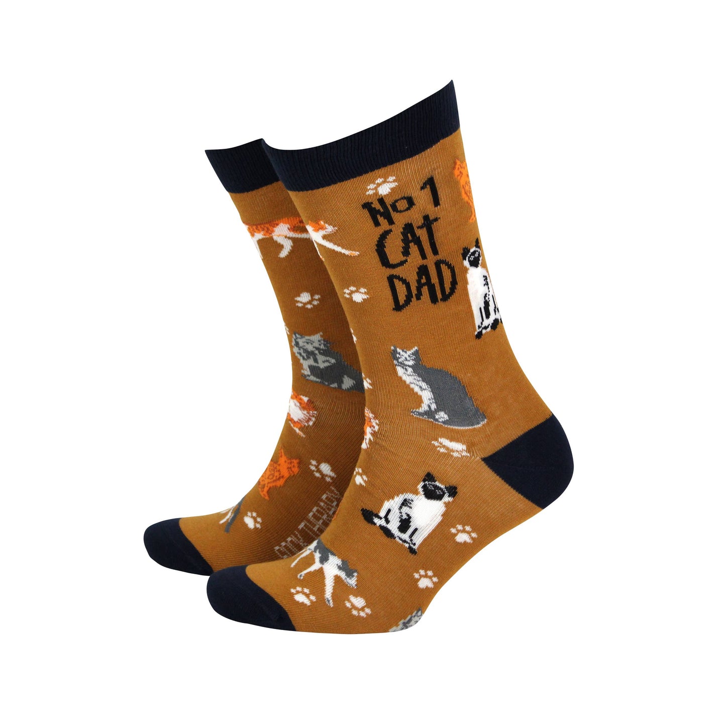Smiling Faces - No 1 Cat Dad - Men's Bamboo Socks