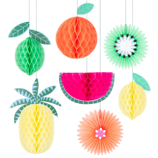 Tropical fruit honeycomb decorations