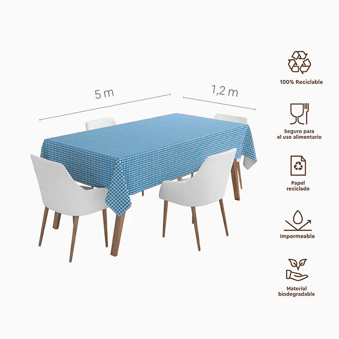 Paper tablecloth Vicky Blue 1.20m x 5m