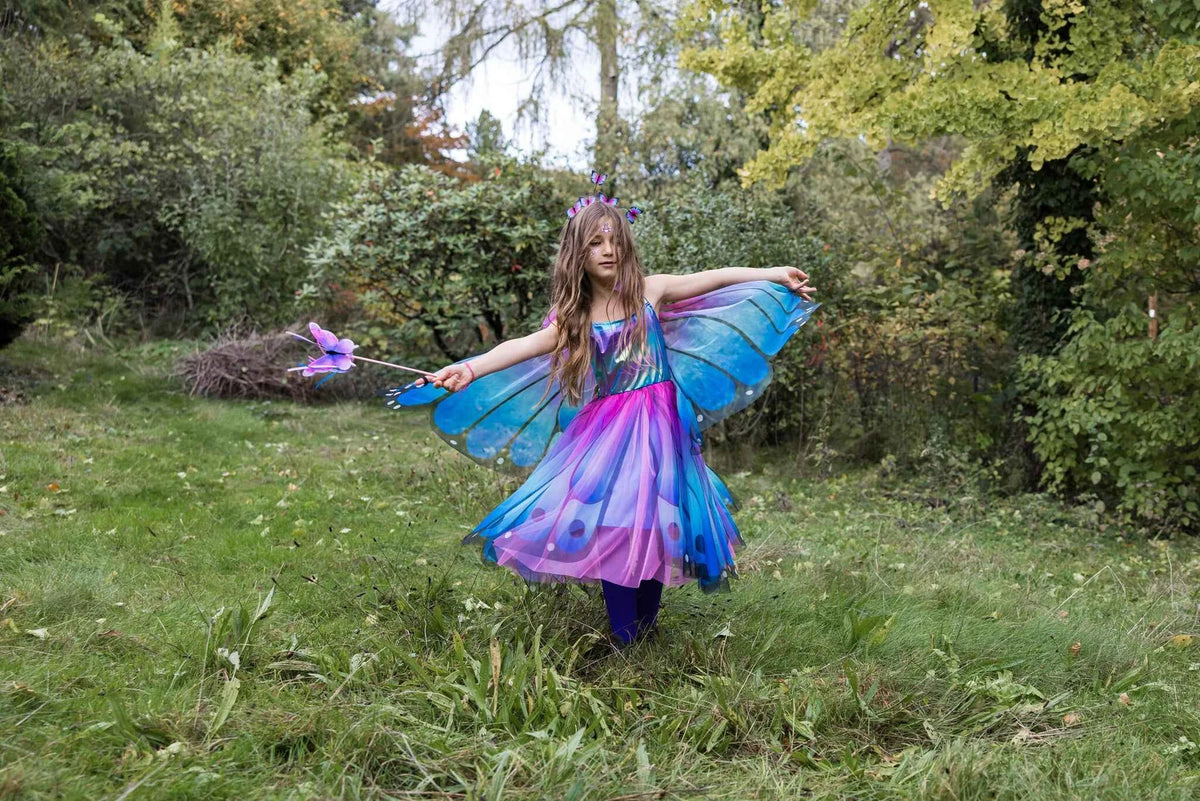 Butterfly Twirl Dress with Wings & Headband, Blue/Purple, SIZE US 7-8