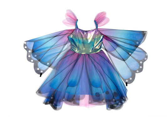 Butterfly Twirl Dress with Wings & Headband, Blue/Purple, SIZE US 7-8