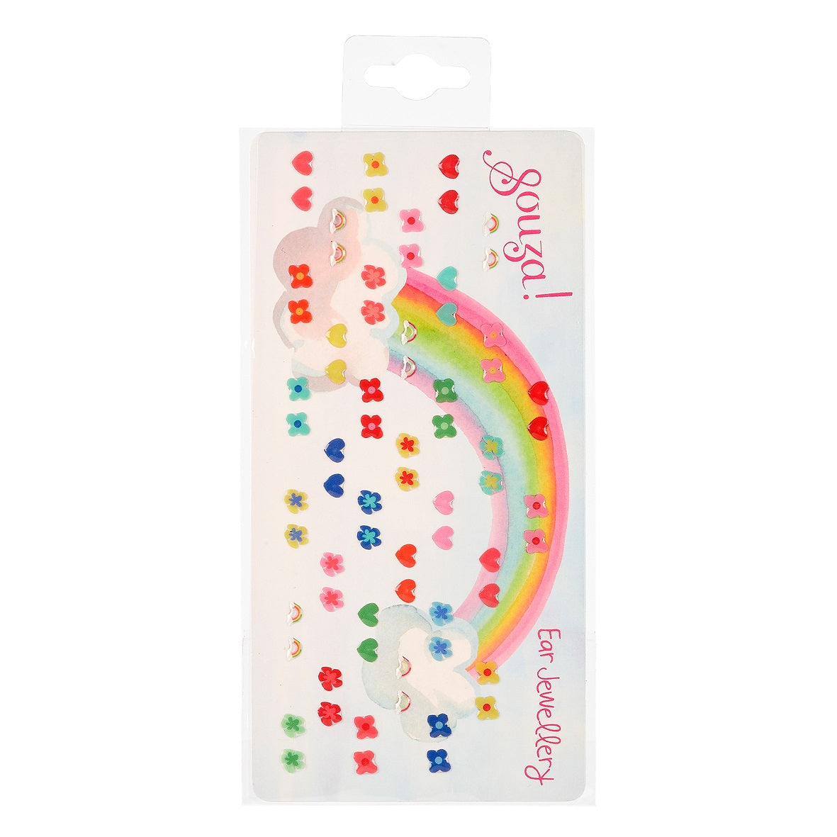 Ear stickers flowers-hearts, 35 pairs ( 1 sheet)