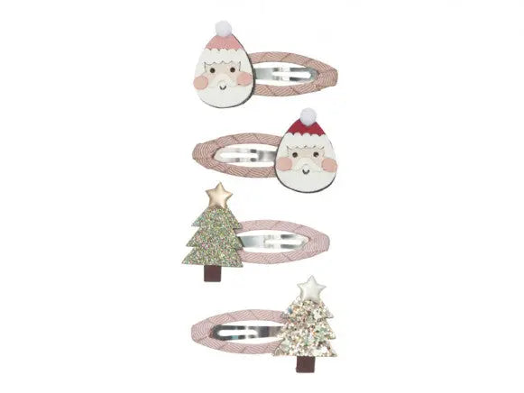 4 Mini Hair Clips SANTA Mimi & Lula