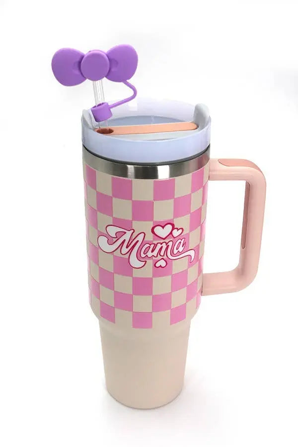40oz  SILICONE TUMBLER  STYLE STRAW COVER CAP | 40BT1921: BOW PINK JOSSLYN by Wall to Wall