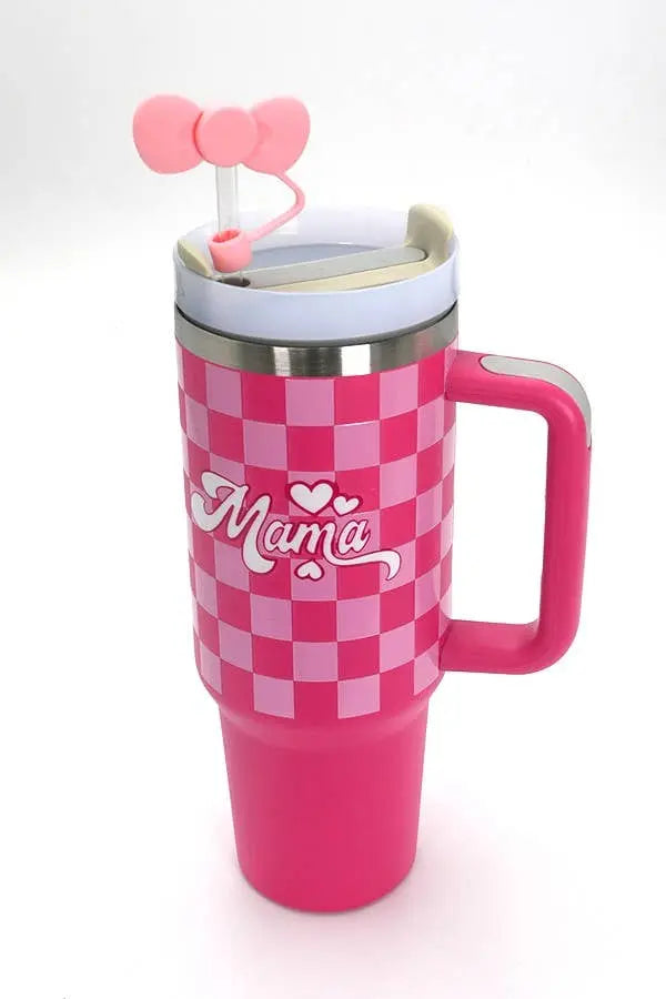 40oz  SILICONE TUMBLER  STYLE STRAW COVER CAP | 40BT1921: FLOWER PINK JOSSLYN by Wall to Wall