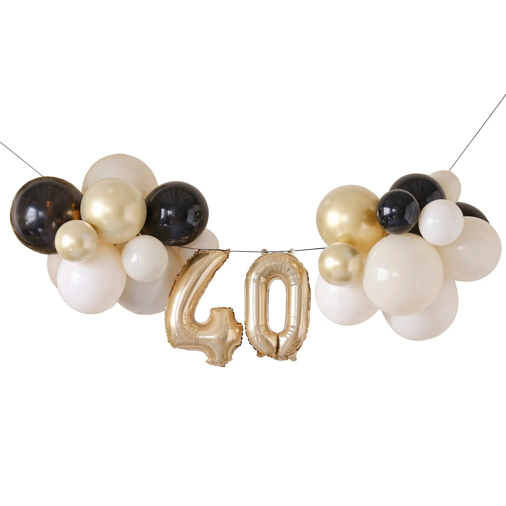 40th Birthday Balloon Islands Black, Nude, Cream & Champagne Gold Ginger Ray