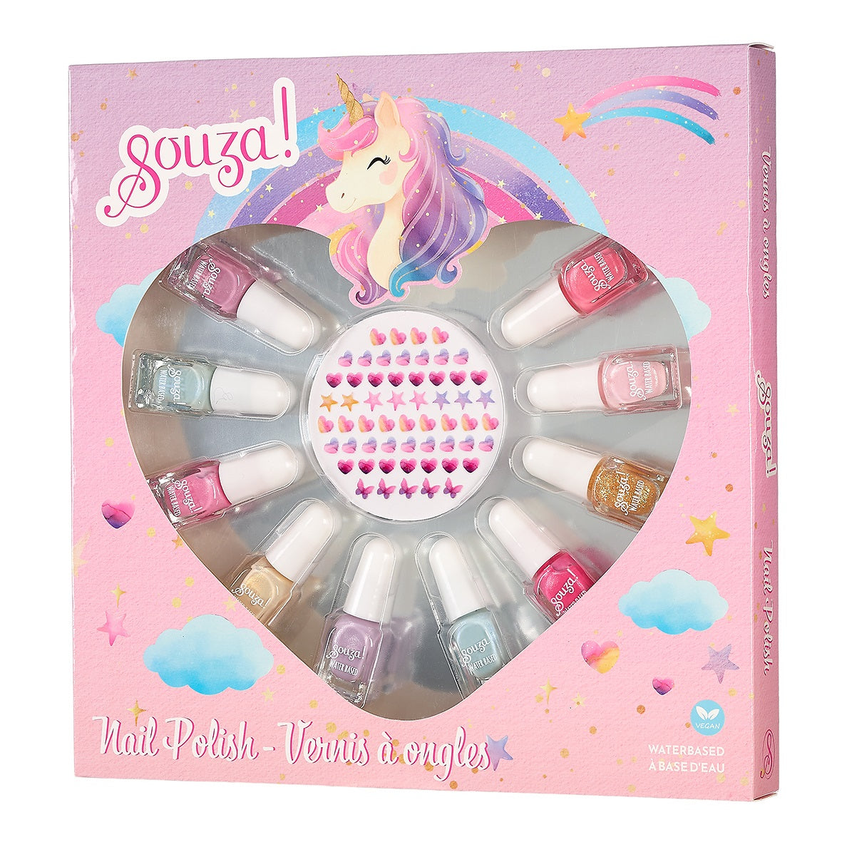 Nail polish giftbox Unicorn (1 set of 10 colours + nail stic