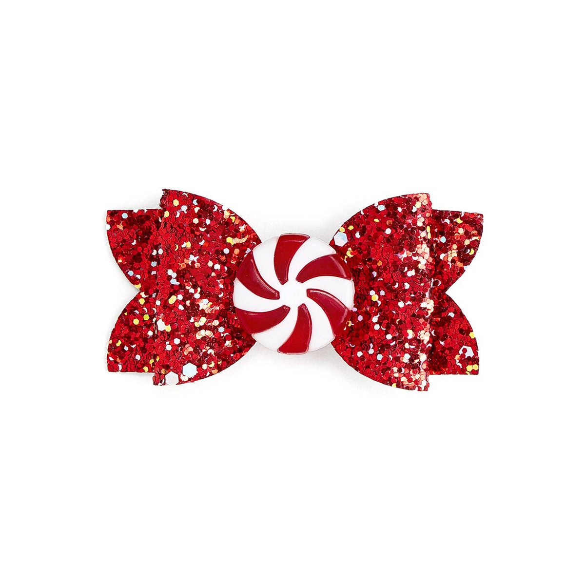 Peppermint Glitter Christmas Bow Clip - Hair Accessories