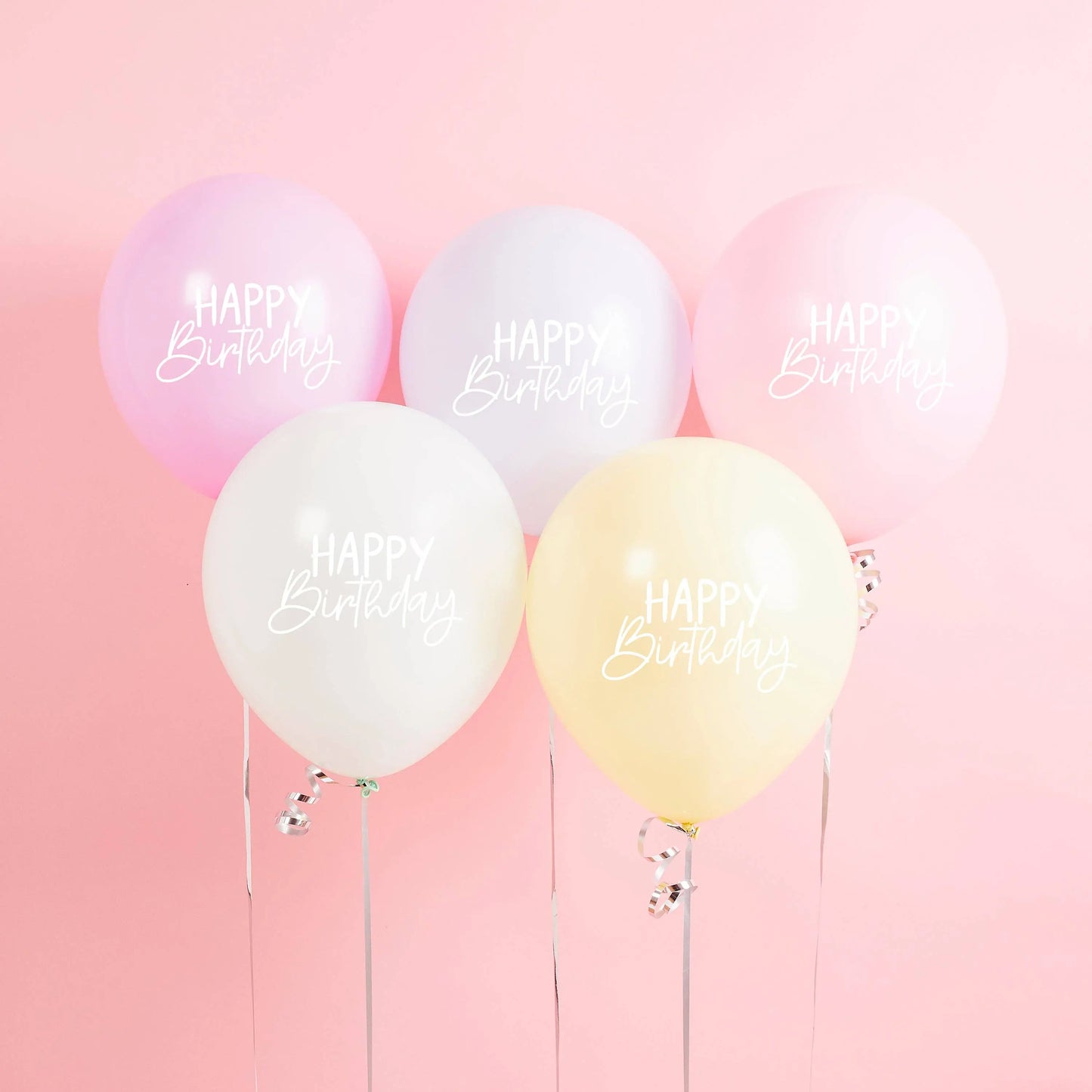 5 Rainbow 'Happy Birthday' Pastel Balloons: Default Title Hootyballoo by Club Green