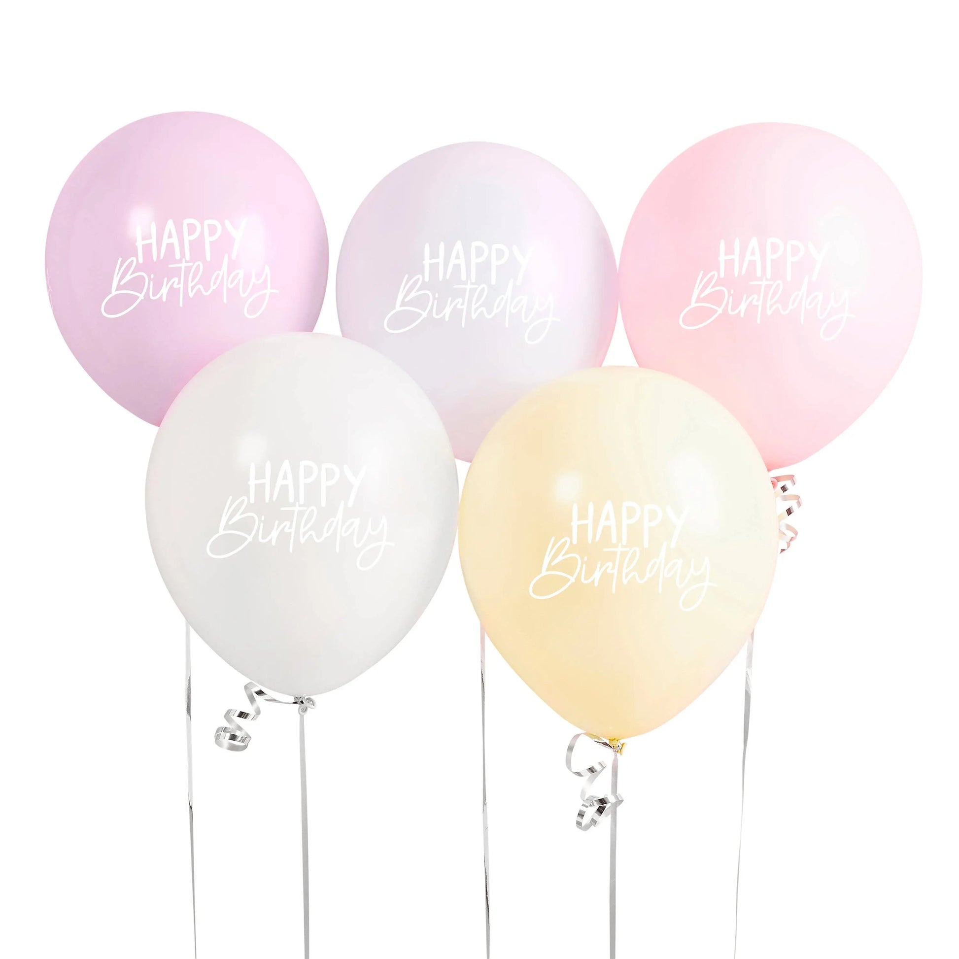 5 Rainbow 'Happy Birthday' Pastel Balloons: Default Title Hootyballoo by Club Green