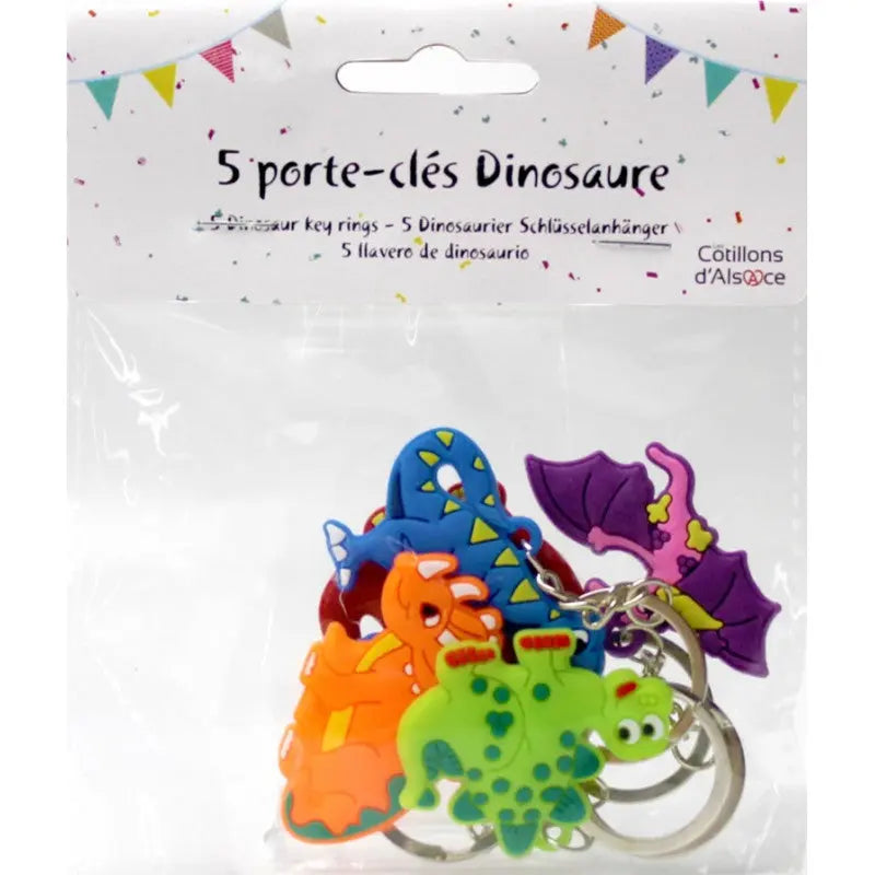 5 key rings - Dinosaurs cotillons Alsace