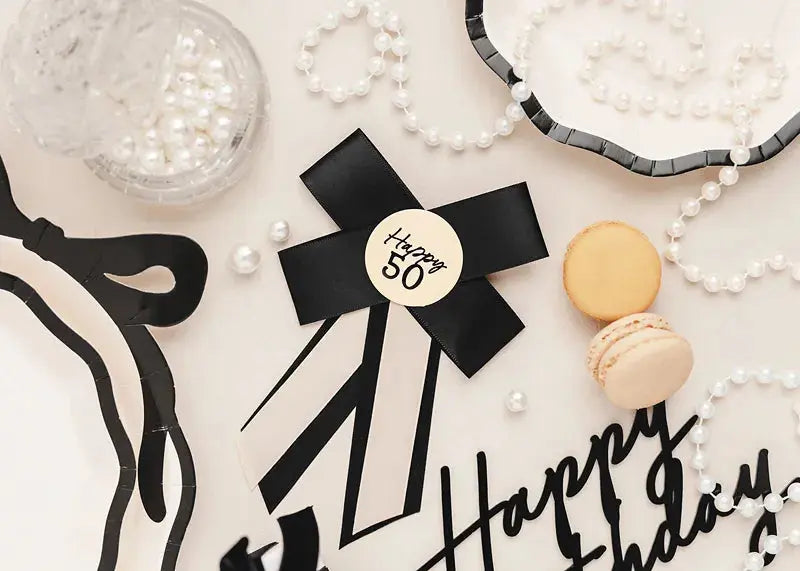 50th Birthday Cotillion, cream-black, 11x17 cm Partydeco