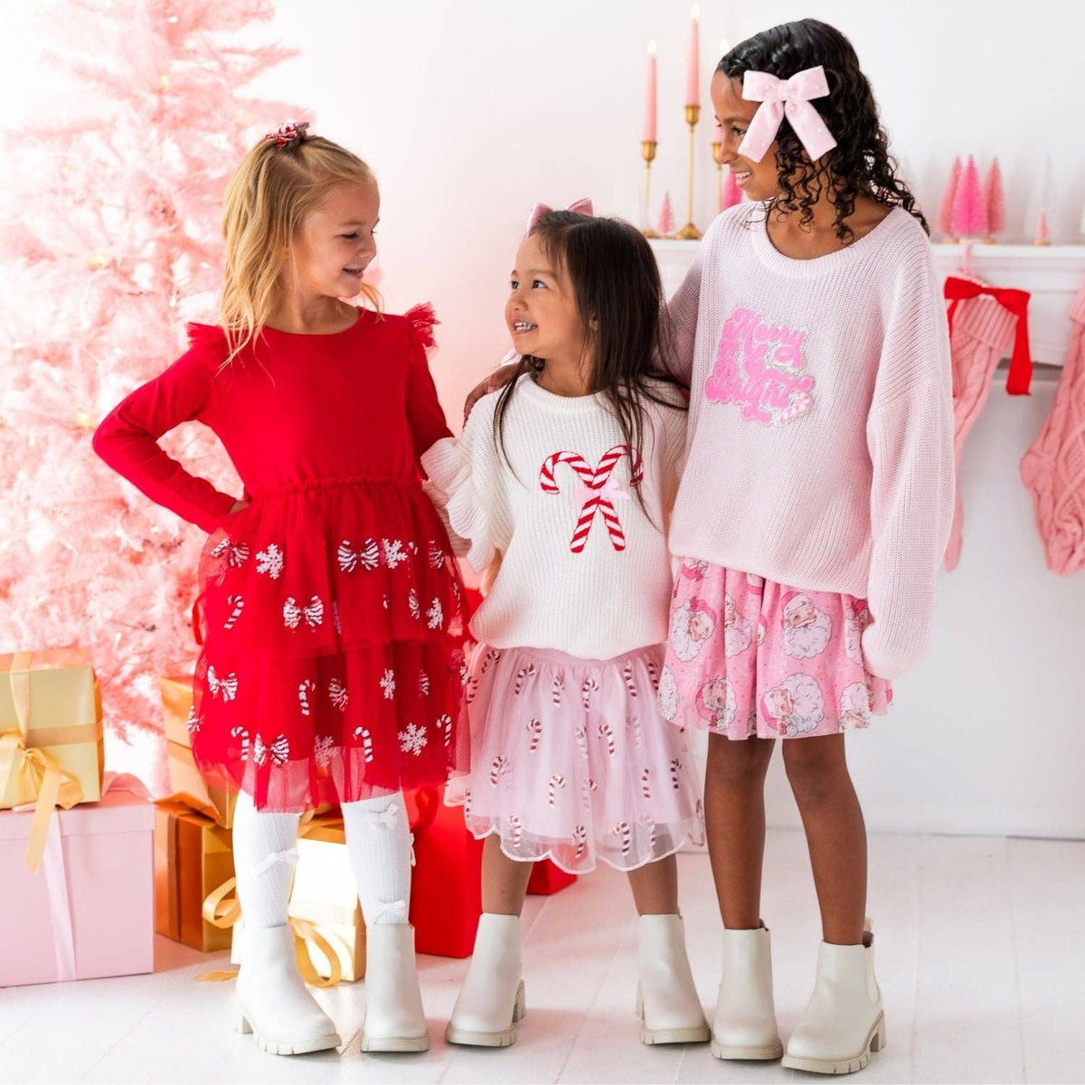 Peppermint Glitter Christmas Bow Clip - Hair Accessories
