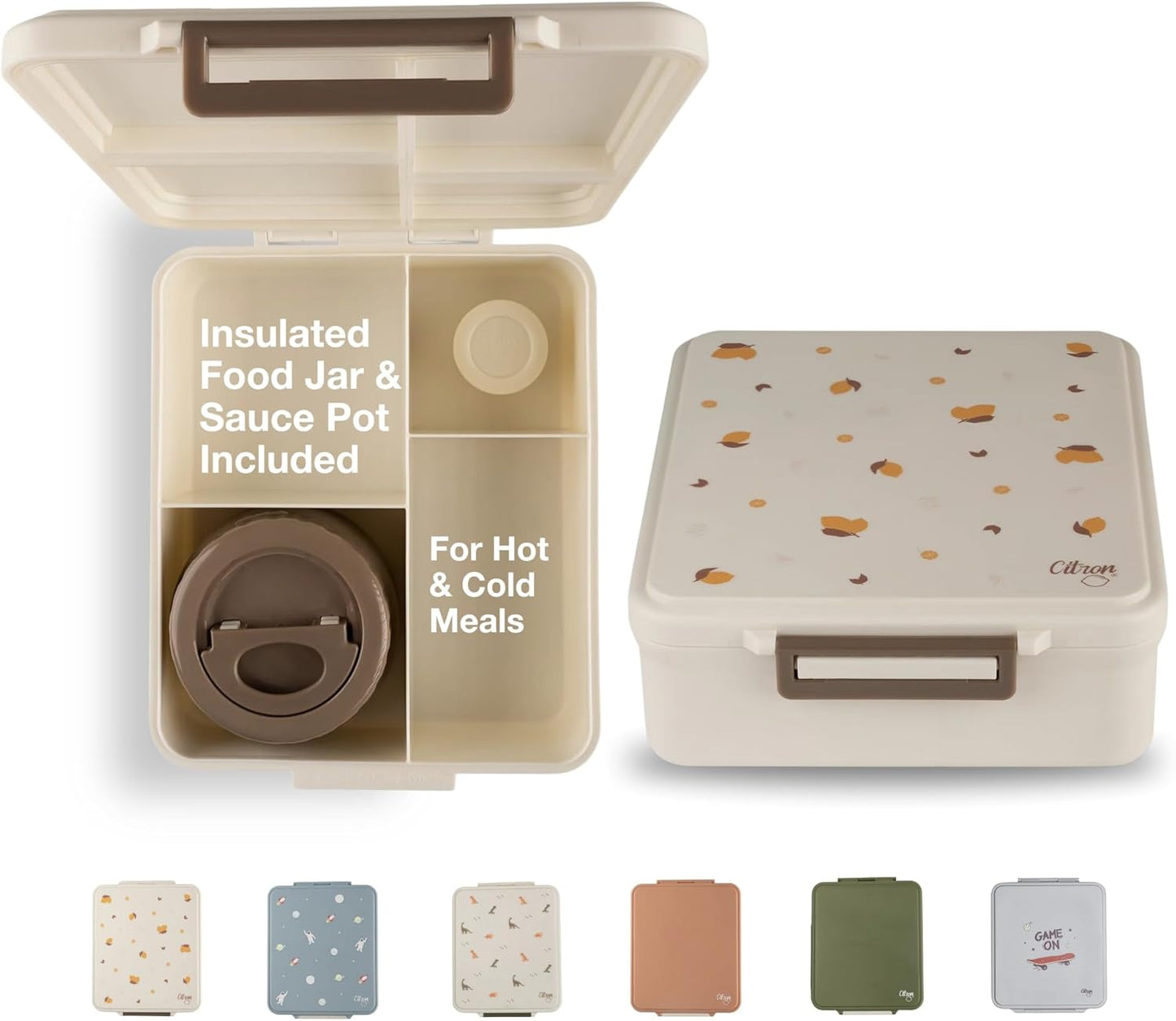 Grand Lunch Box With 4 Compartments And 1 Food Jar - Hot Lemon - Citron
