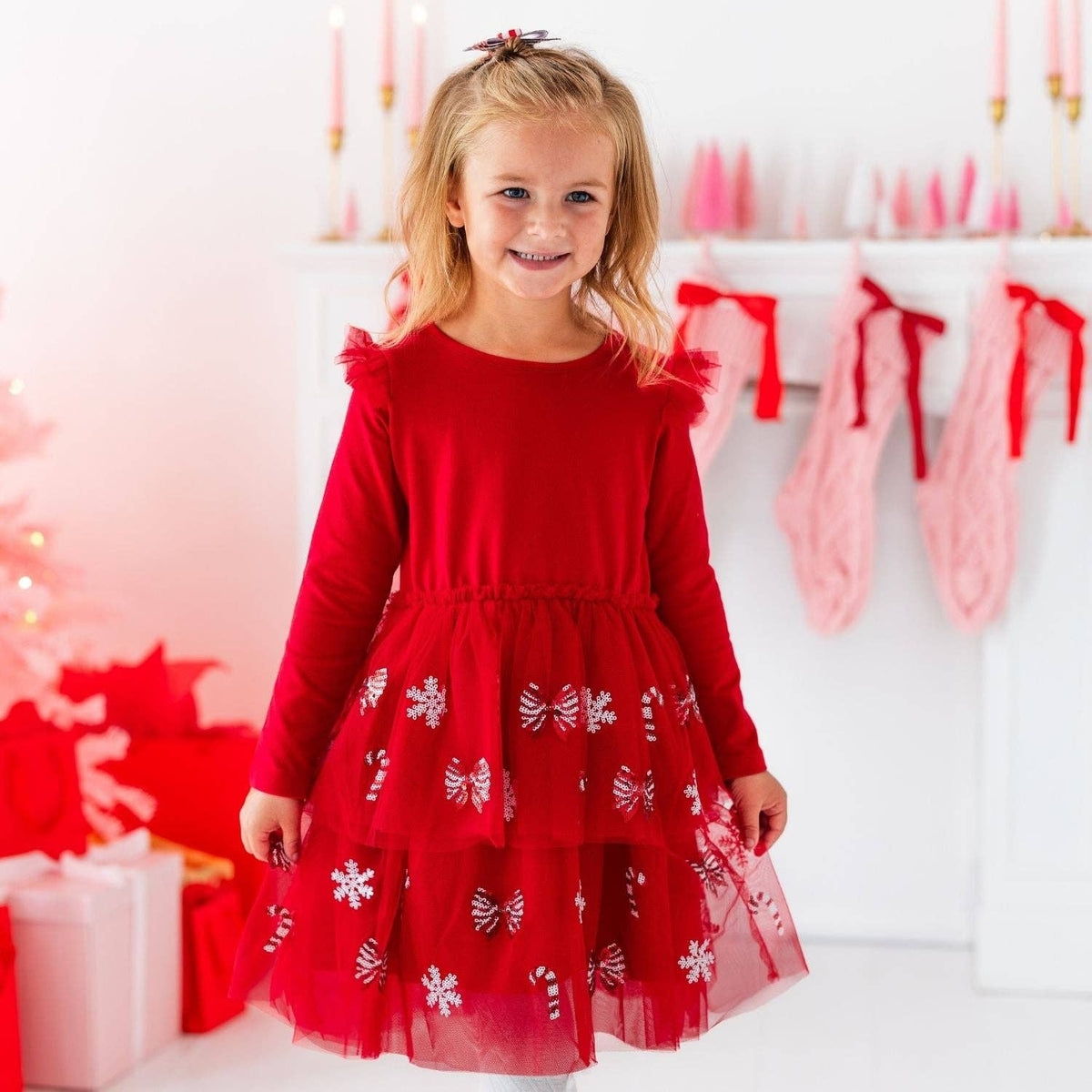 Peppermint Glitter Christmas Bow Clip - Hair Accessories