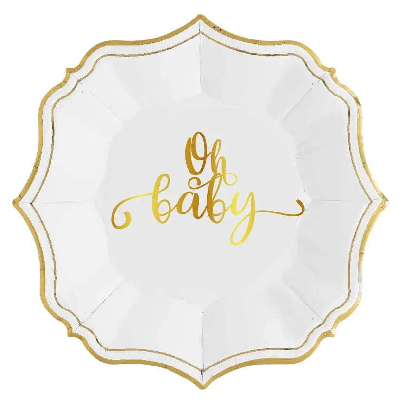 8 Oh Baby White Dessert Plates Eid Creations