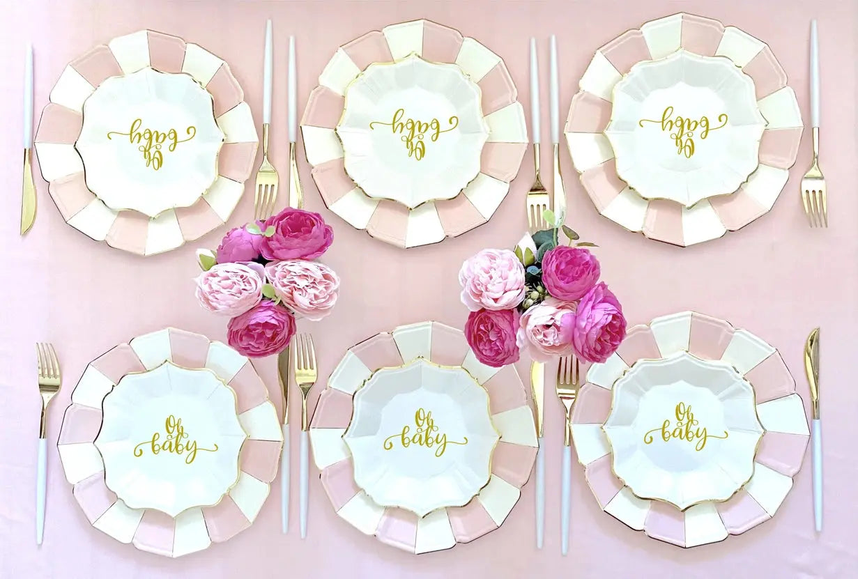 8 Oh Baby White Dessert Plates Eid Creations