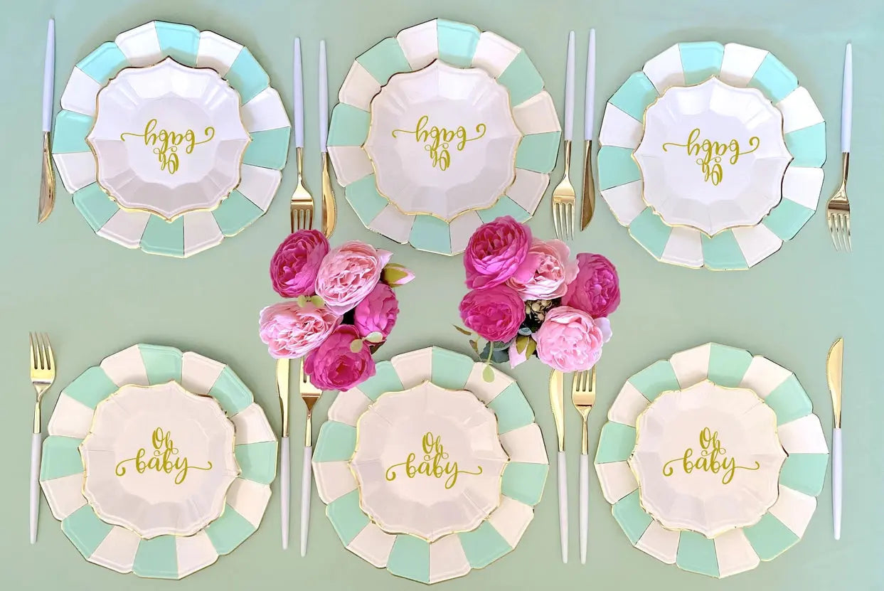 8 Oh Baby White Dessert Plates Eid Creations