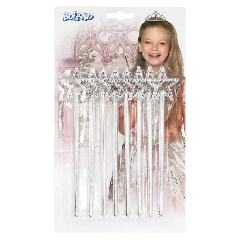 8 magic silver star wands cotillons Alsace