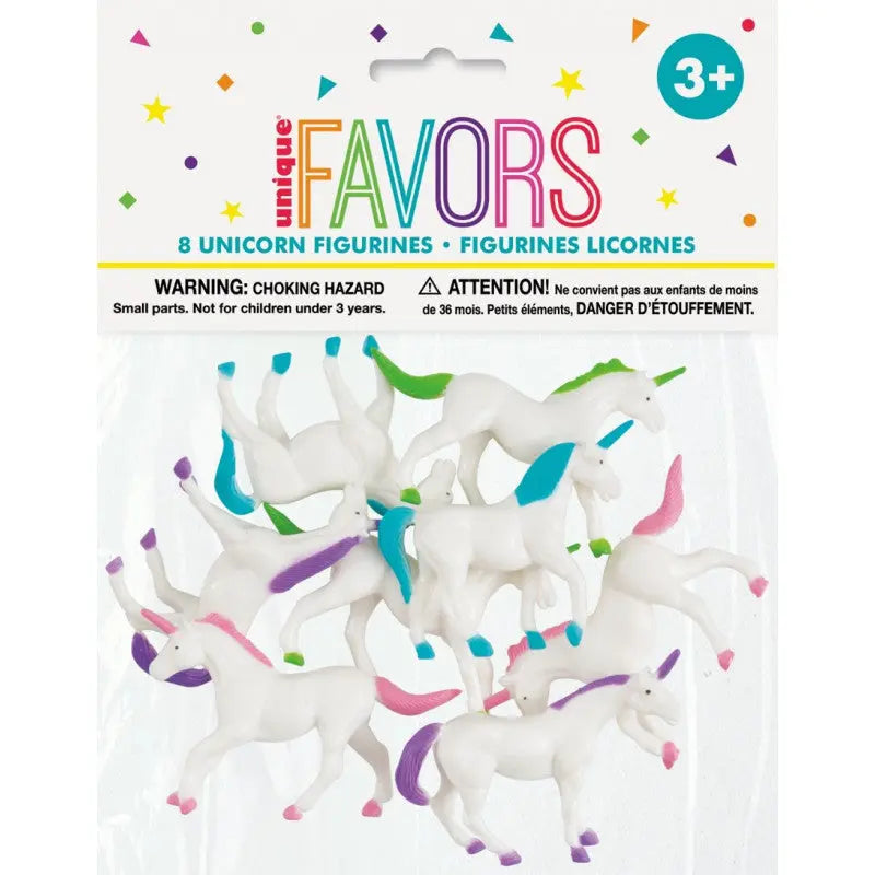 8 plastic Unicorns cotillons Alsace