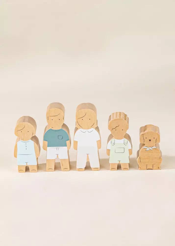 Set of 5 Family Wooden Doll House Characters