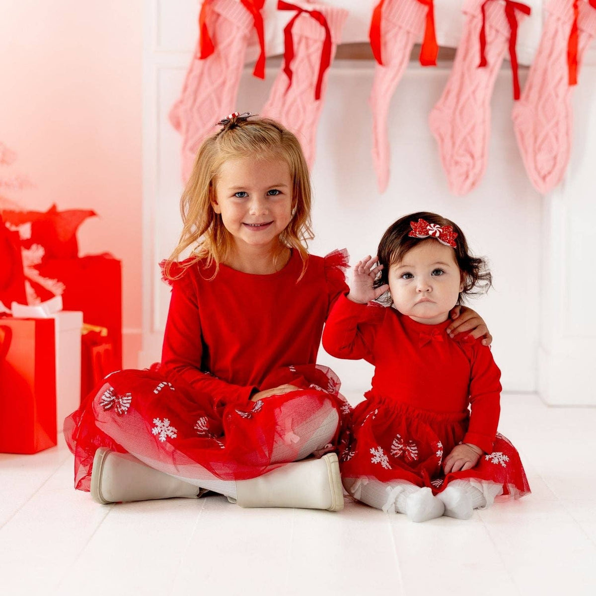 Peppermint Glitter Christmas Bow Clip - Hair Accessories