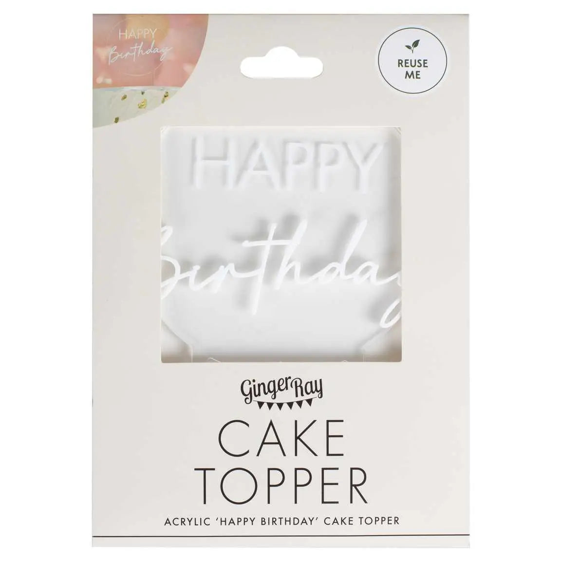 Acrylic Happy Birthday Cake Topper Ginger Ray