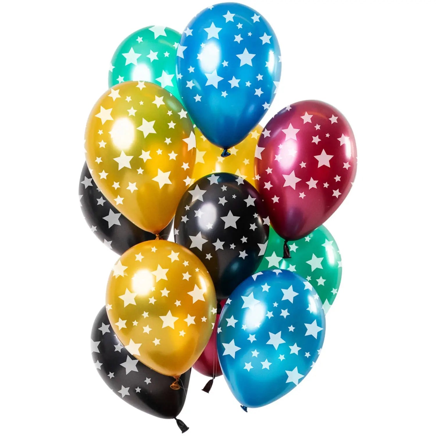 Balloons Stars Multi Colors Metallic 33cm - 12 pieces Folat