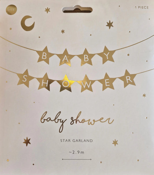 Baner Baby shower, 290x16.5 cm, gold Partydeco