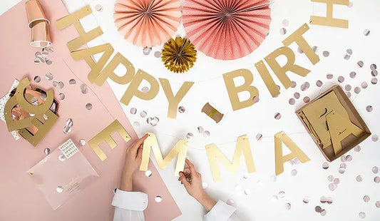 Banner Alphabet, gold, 14cm Partydeco