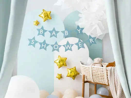 Banner Baby shower, 290x16.5 cm, light blue Partydeco