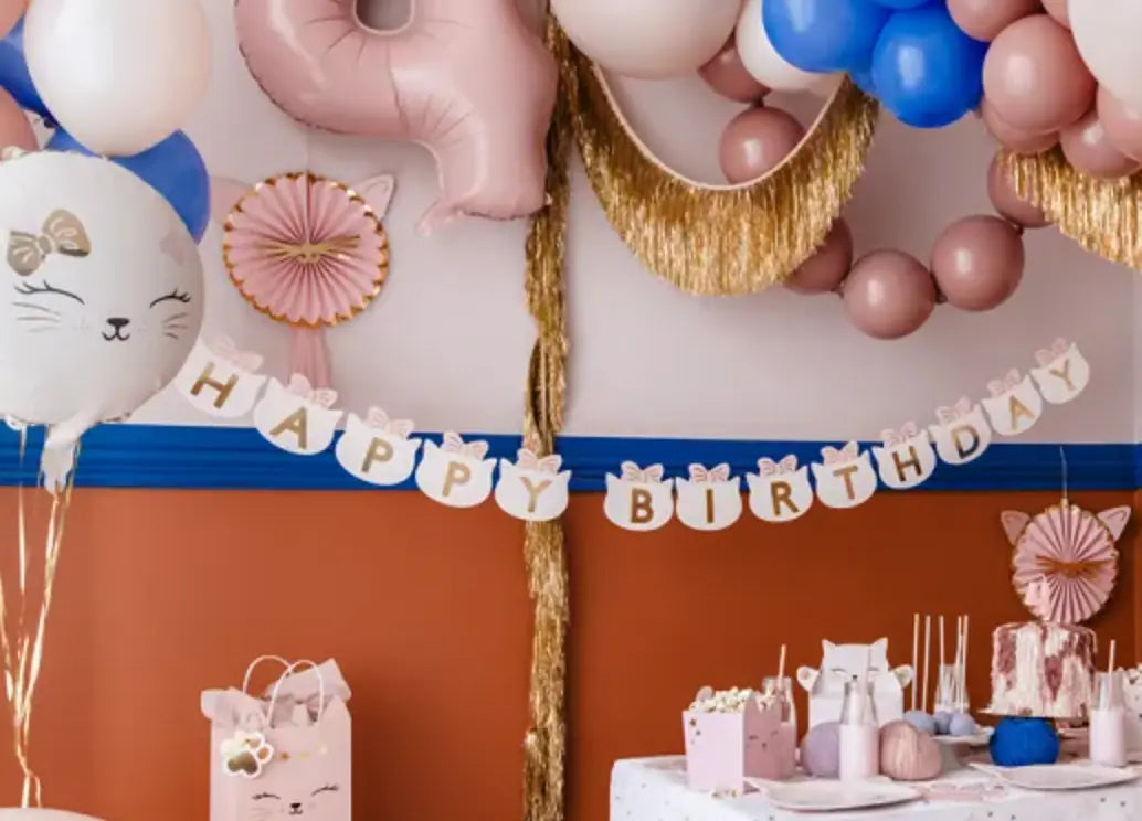 Banner Happy Birthday Cats, 2.8 m, mix Partydeco