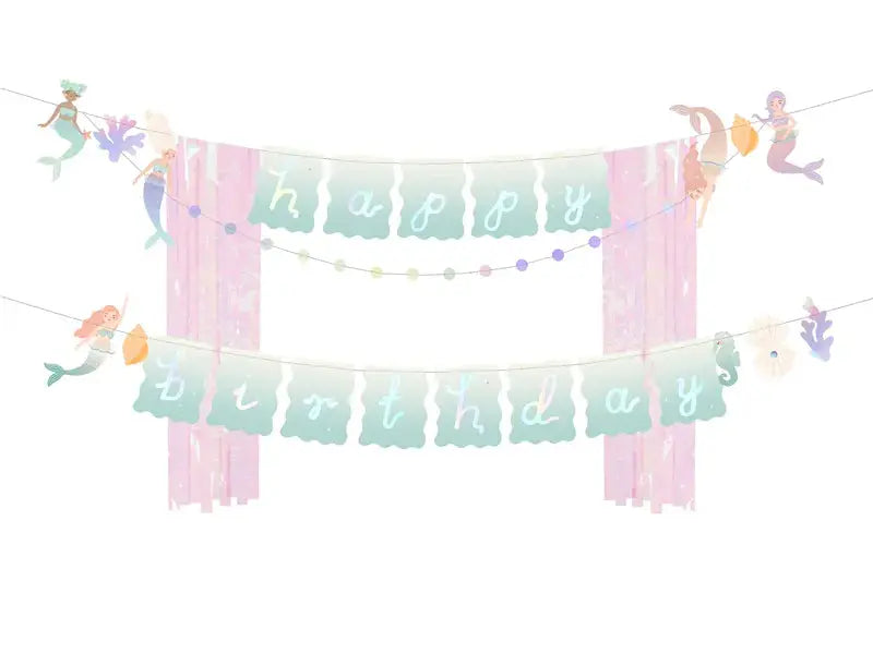 Banner Happy Birthday Mermaid, 130x100cm, mix Partyde