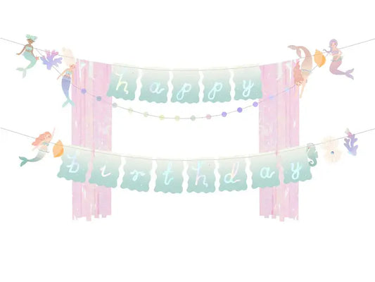 Banner Happy Birthday Mermaid, 130x100cm, mix Partyde
