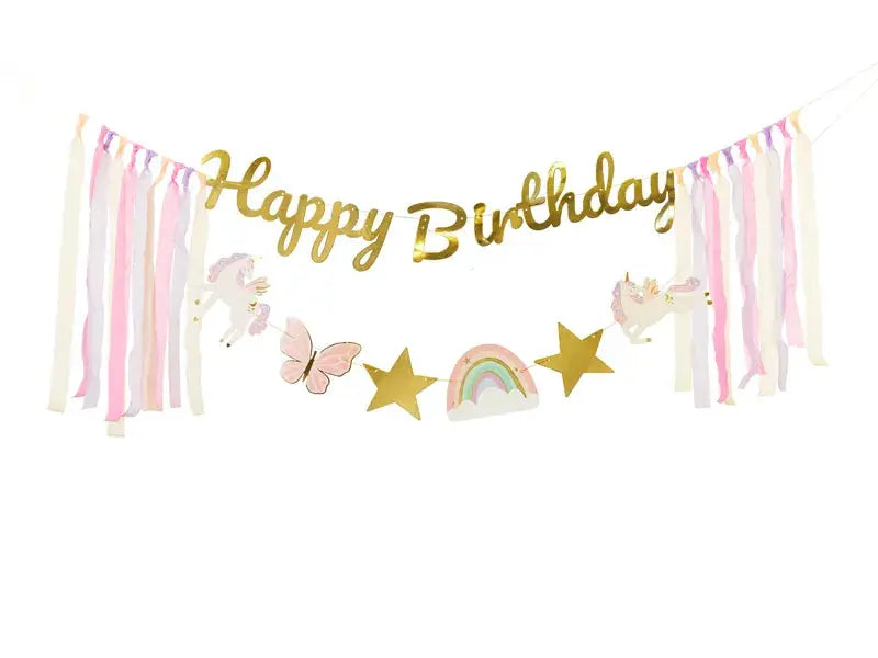 Banner Happy Birthday Unicorn, 230x17.5 cm, mix Partyde