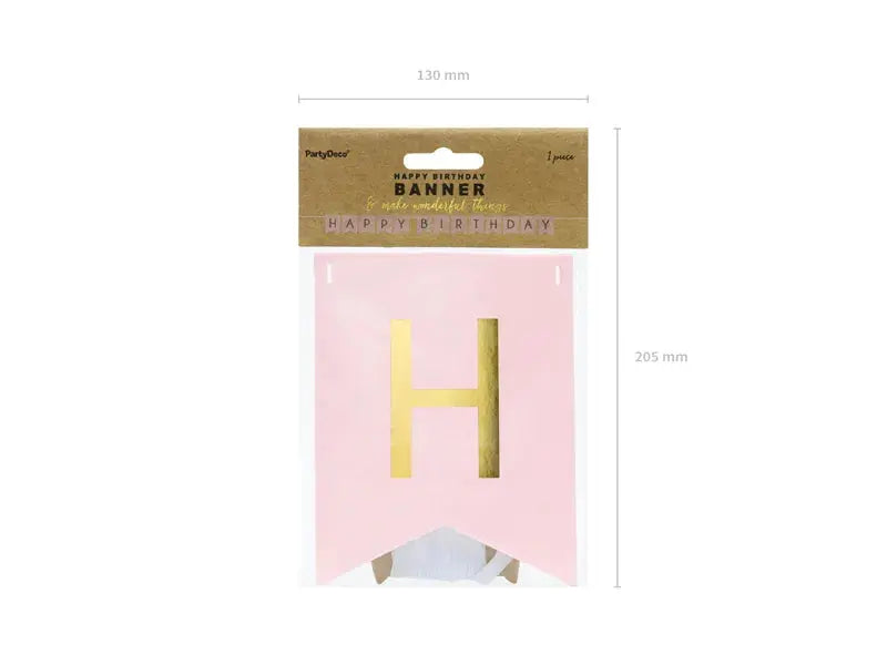 Banner Happy Birthday, light pink, 15 x 175 cm Partydeco