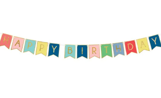 Banner Happy Birthday, mix, 15 x 175 cm Partydeco