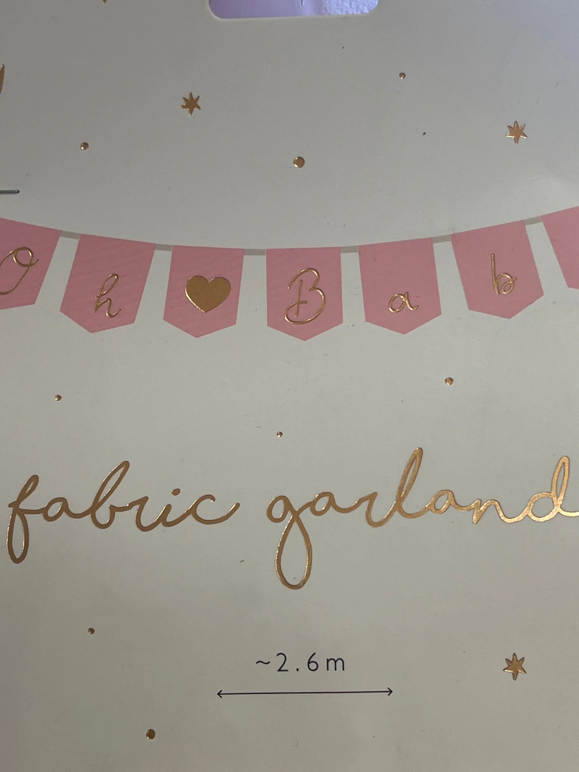 Banner Oh baby with tassels, 2.5 m, sky-pink Partydeco