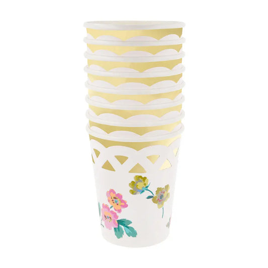 Basketweave floral cups Meri Meri