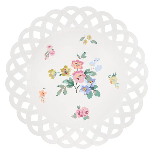 Basketweave floral dinner plates Meri Meri