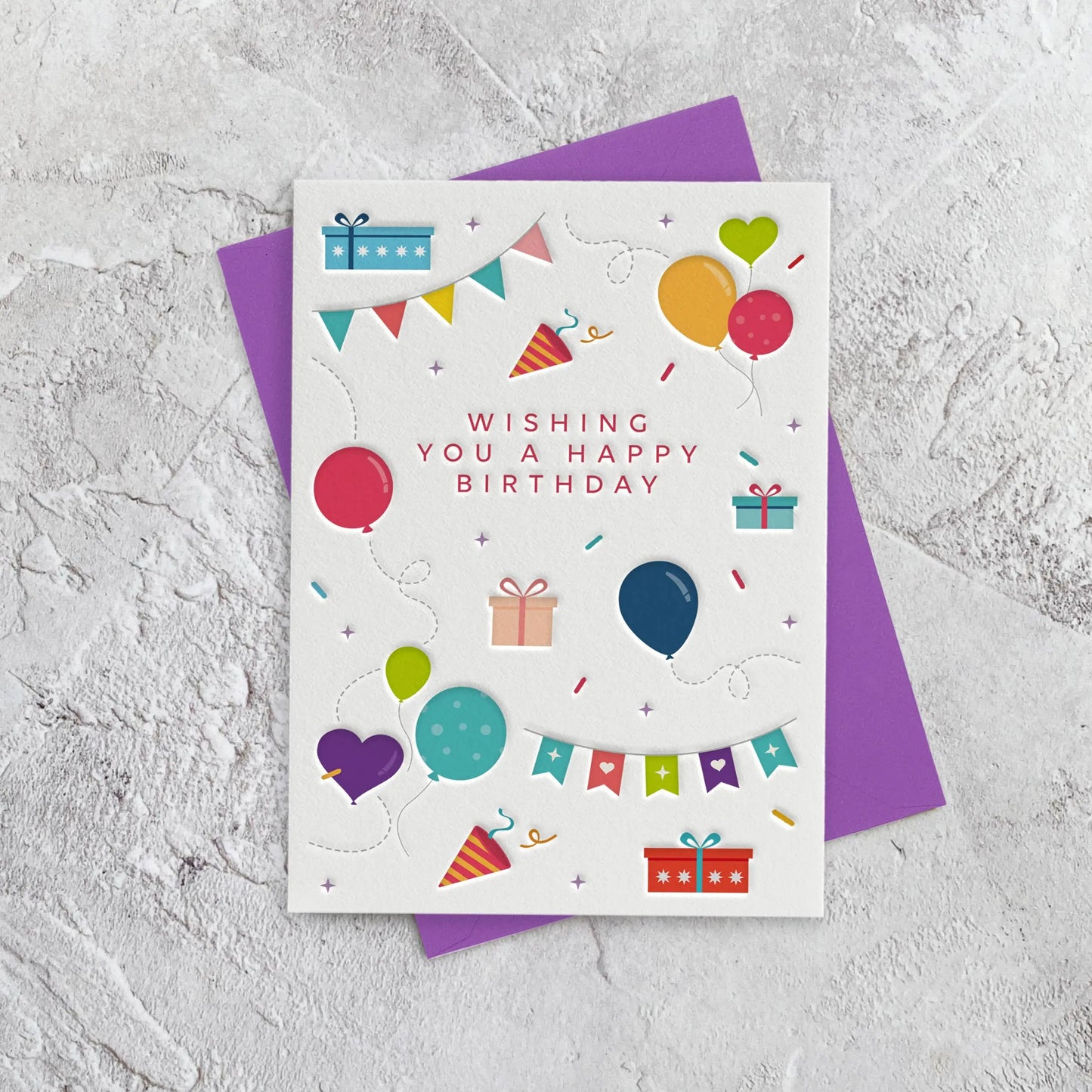 Birthday Balloons Letterpress Style Card Heyyy Ltd