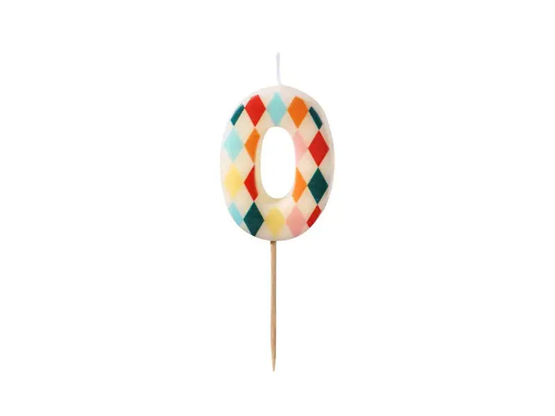 Birthday Candle Number 0 Diamonds, 5.5 cm, mix Partydeco