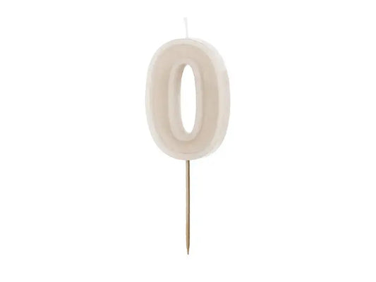 Birthday Candle Number 0, Beige, 6 cm Partydeco