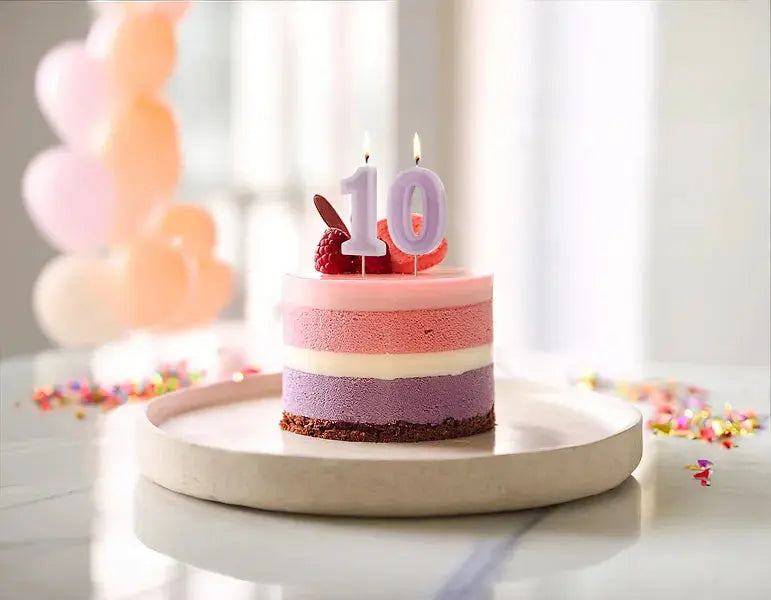 Birthday Candle Number 0, Purple, 6 cm Partydeco