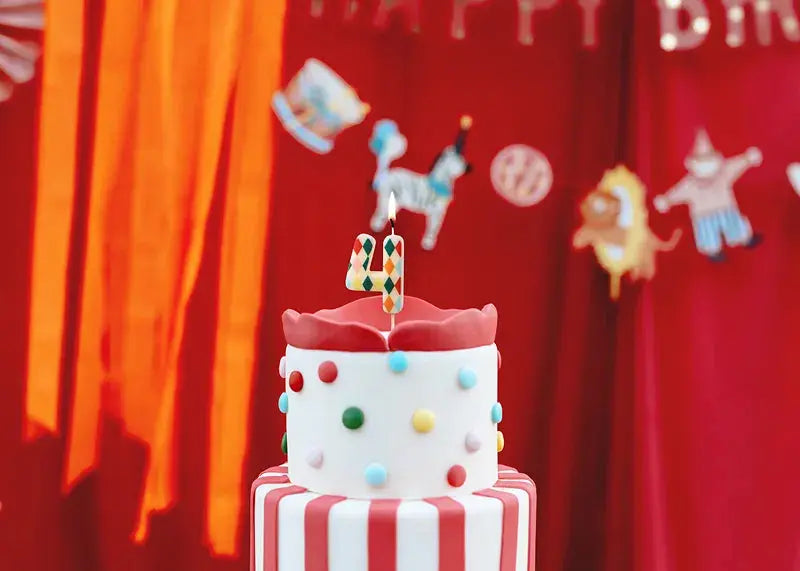 Birthday Candle Number 4 Diamonds, 5.5 cm, mix Partydeco