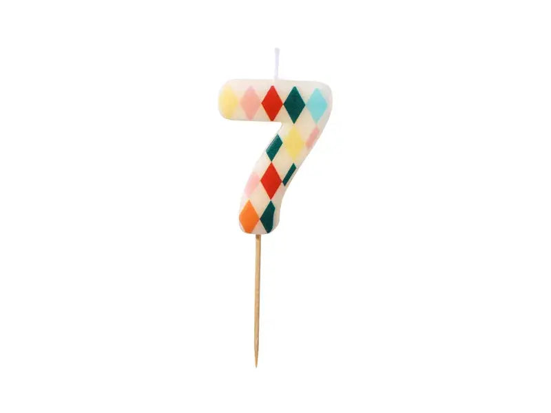 Birthday Candle Number 7 Diamonds, 5.5 cm, mix (Copy) Partydeco
