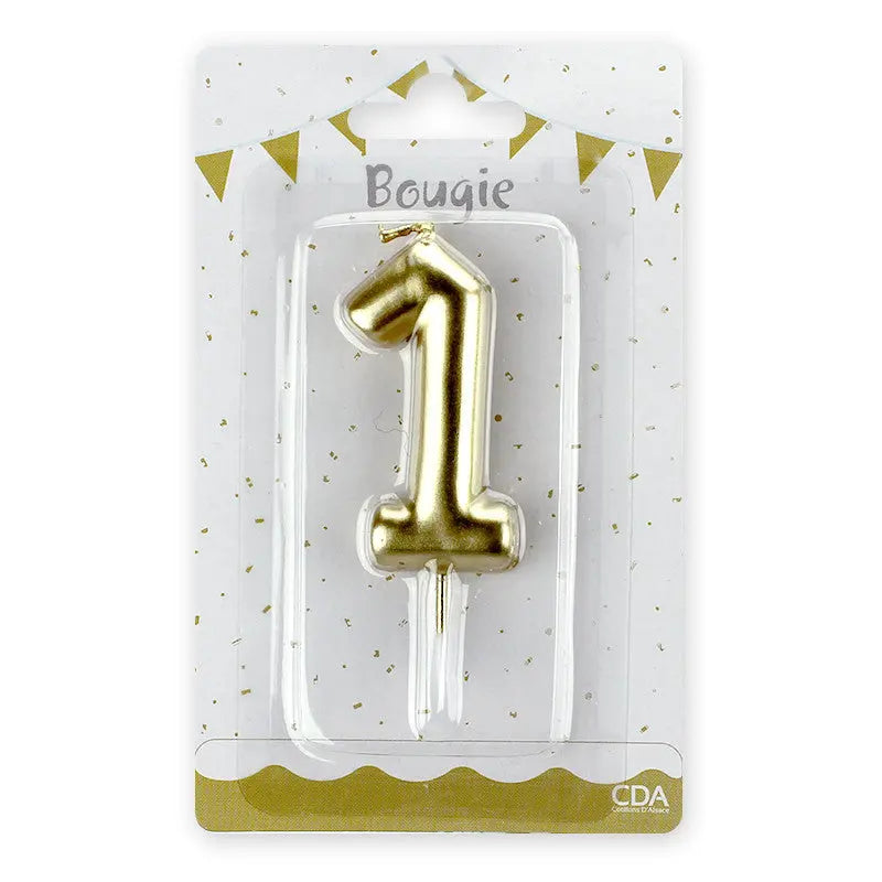 Birthday candle Number 1 Gold Cotillons D Alsace